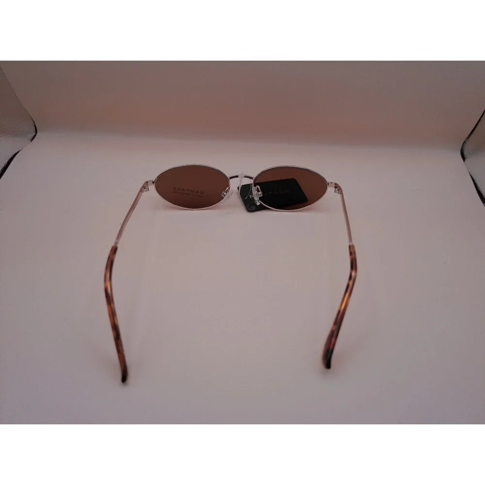 Rampage Womens Y2K Silver Oval Wire Frame Sunglasses Brown Lenses Tortoise NWT